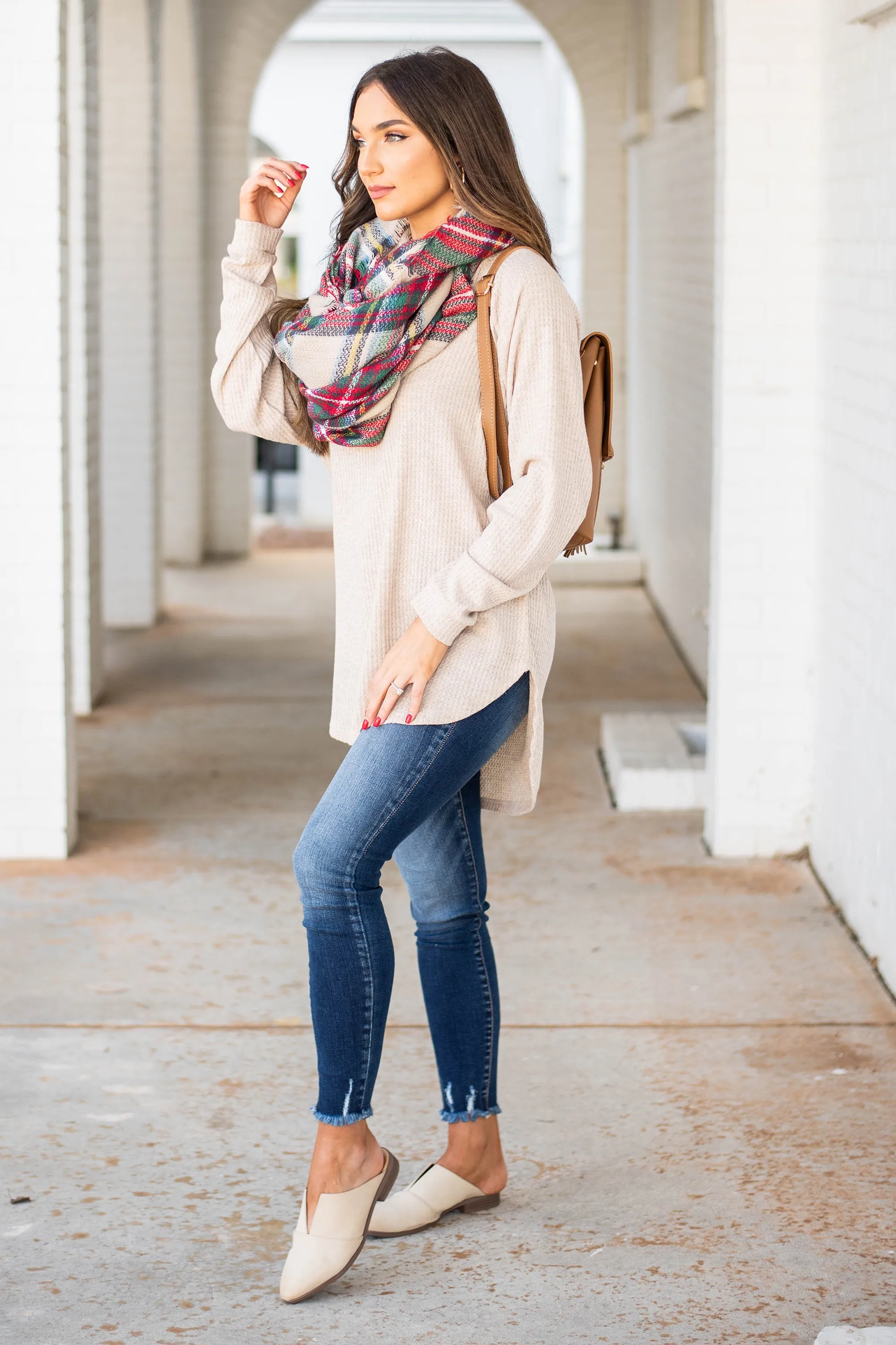 Easy Like Sunday Oatmeal Brown Waffle Tunic