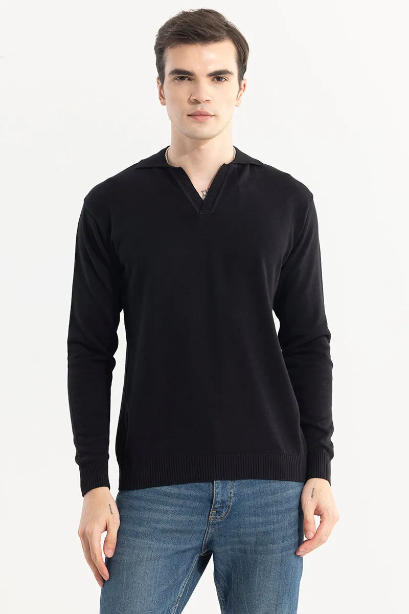 EliteEdge Black Full Sleeve Polo