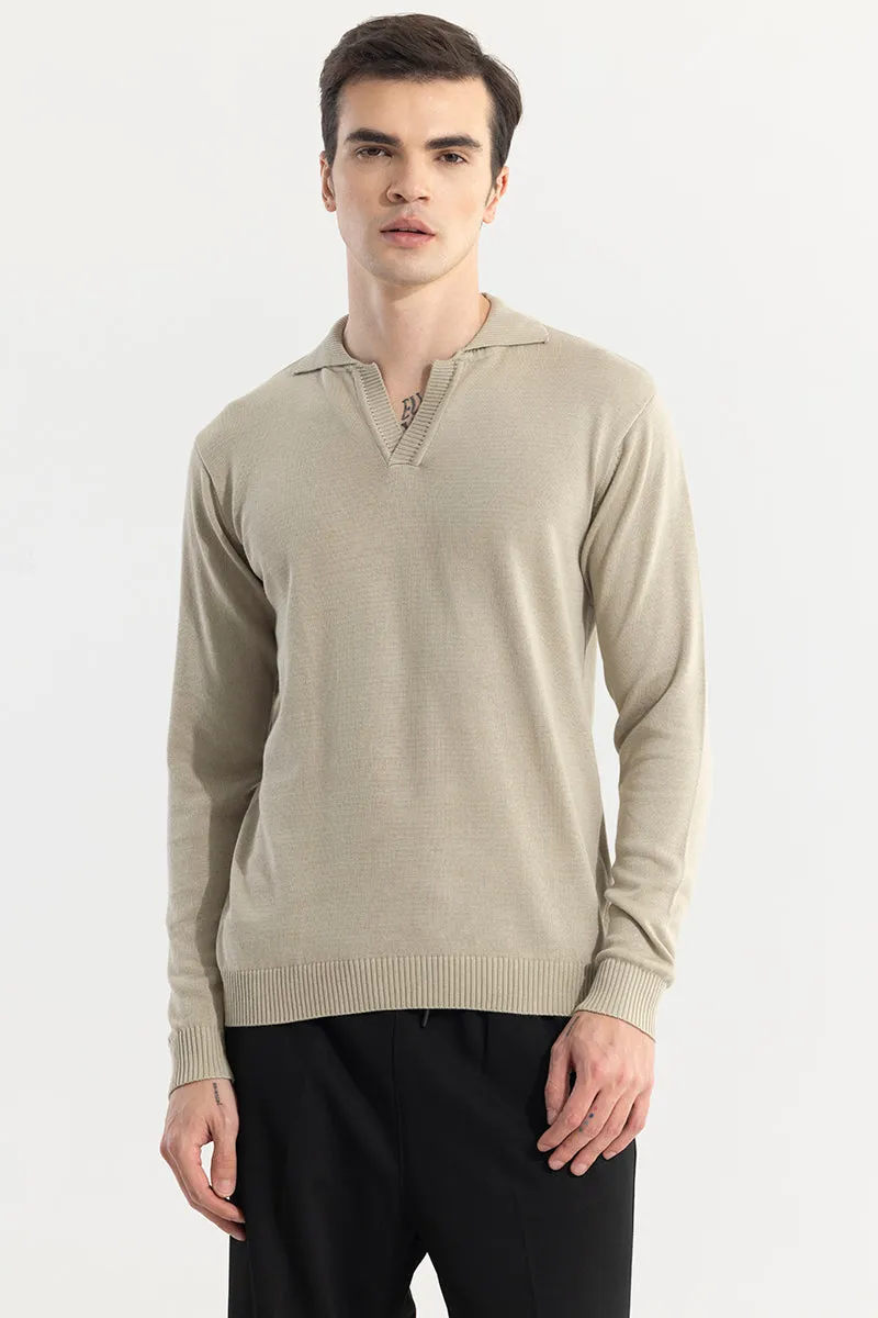 EliteEdge Cream Full Sleeve Polo