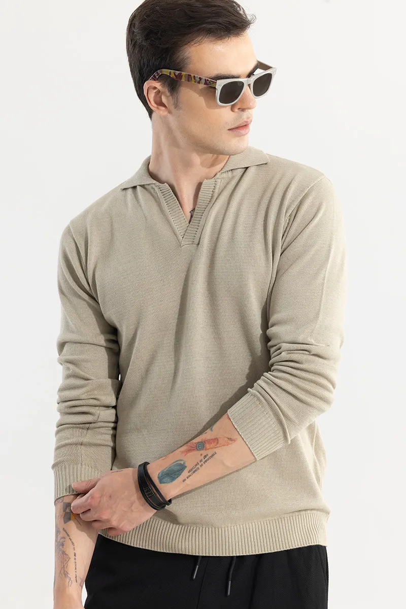 EliteEdge Cream Full Sleeve Polo