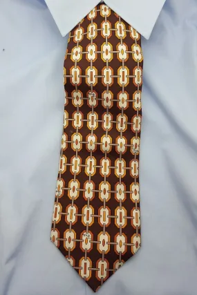 EMILIO PUCCI 100% Silk Brown Geometric Repeat Classic Tie (59)