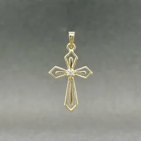 Estate 14K Y Gold 0.02ct J/I1 Diamond Cross Pendant