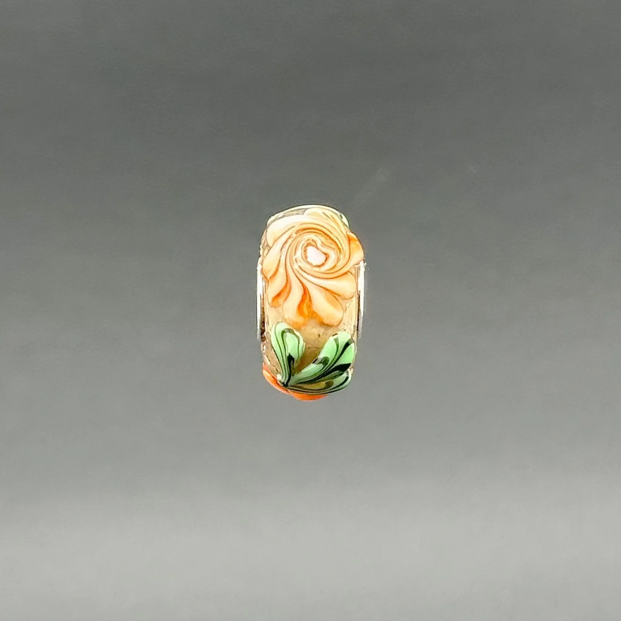 Estate Pandora Pink Raised Flower Murano Glass Bead Charm