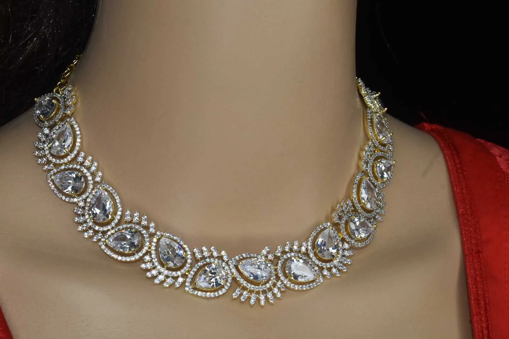 Exotic One Gram Gold American Diamonds Necklace set