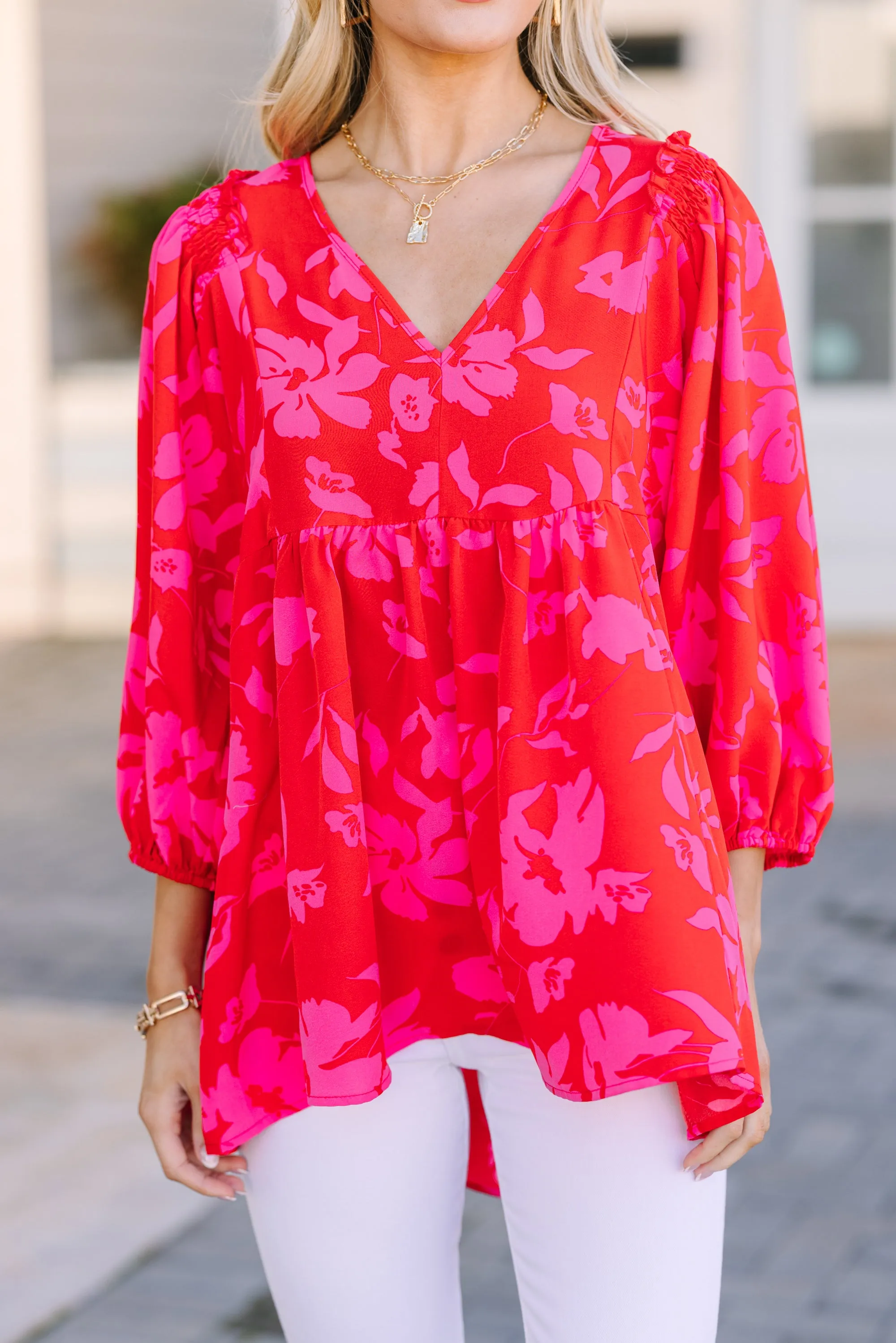 Feeling Wild Fuchsia Pink Floral Tunic