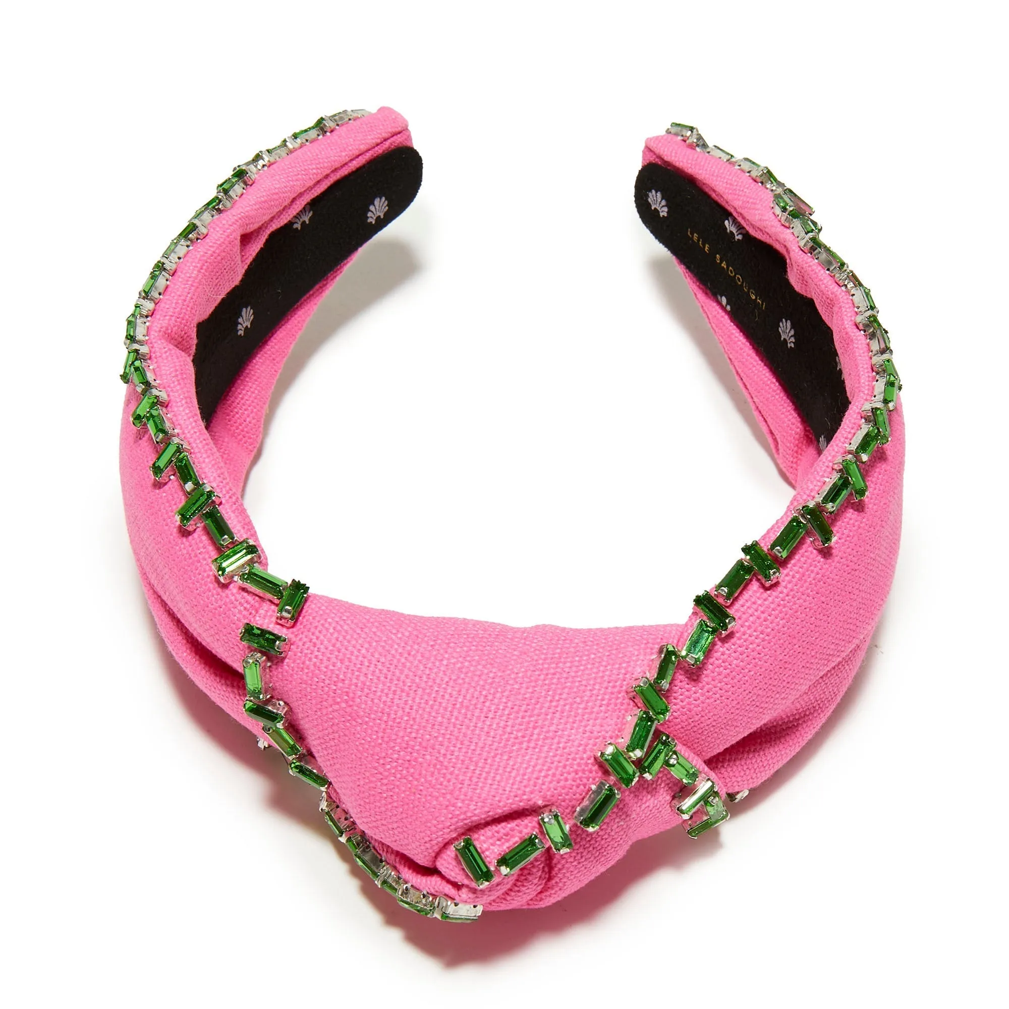 FLAMINGO CRYSTAL TRIM KNOTTED HEADBAND