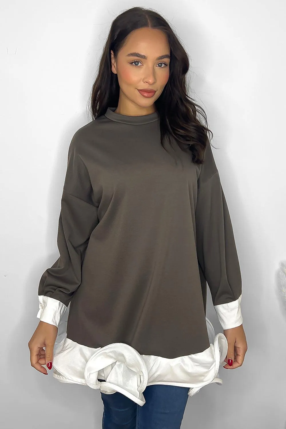 Frilled Hem Sweatshirt Dress