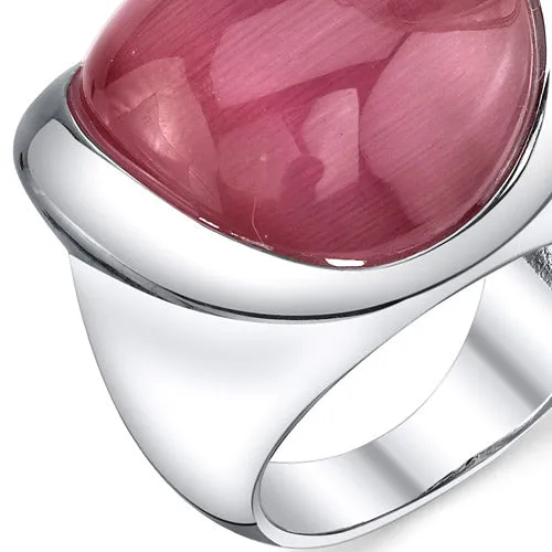 Fuchsia Cat's Eye Sterling Silver Ring Size 7