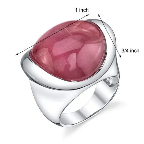 Fuchsia Cat's Eye Sterling Silver Ring Size 7