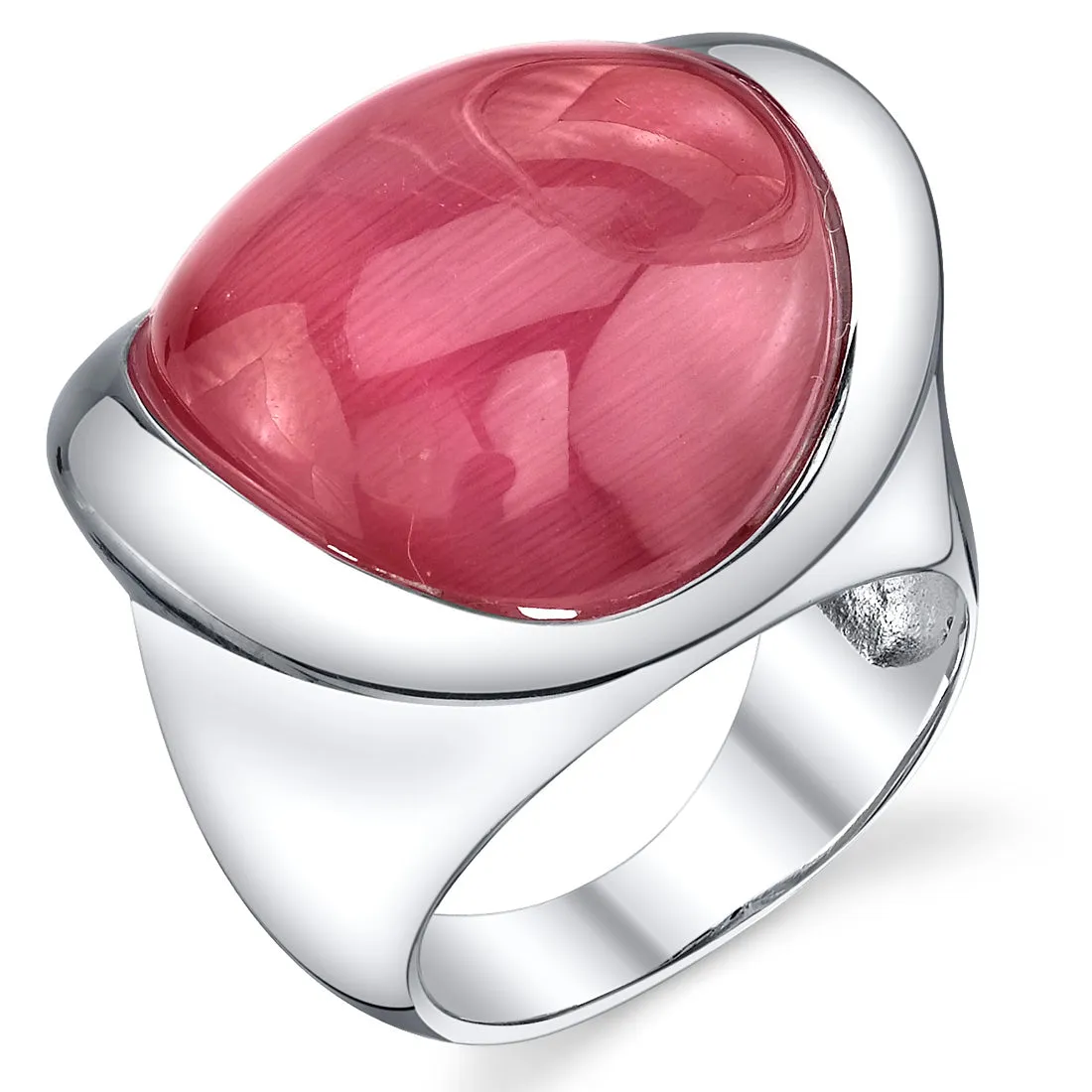 Fuchsia Cat's Eye Sterling Silver Ring Size 7