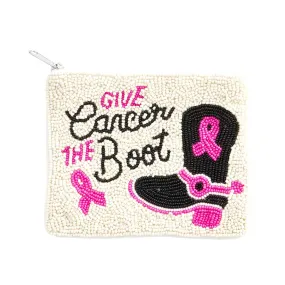 Give Cancer The Boot Message Pink Ribbon Mini Pouch Bag