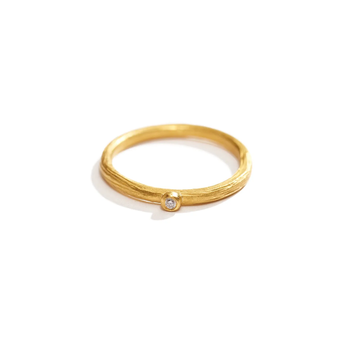 Gold Ring with Single Diamond