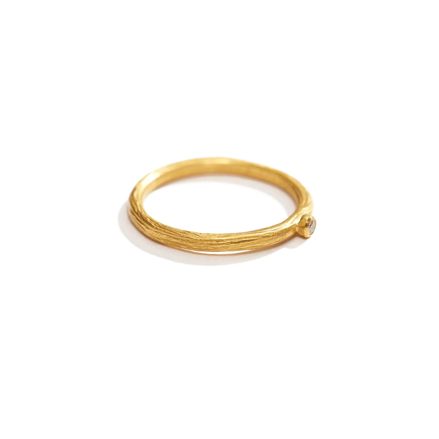 Gold Ring with Single Diamond