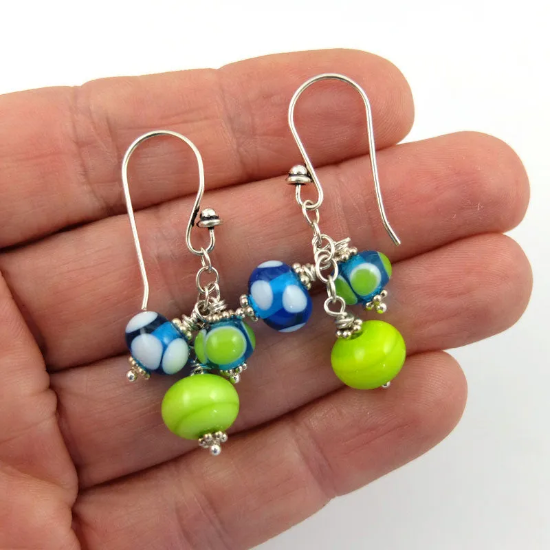 grass and sky cluster earrings