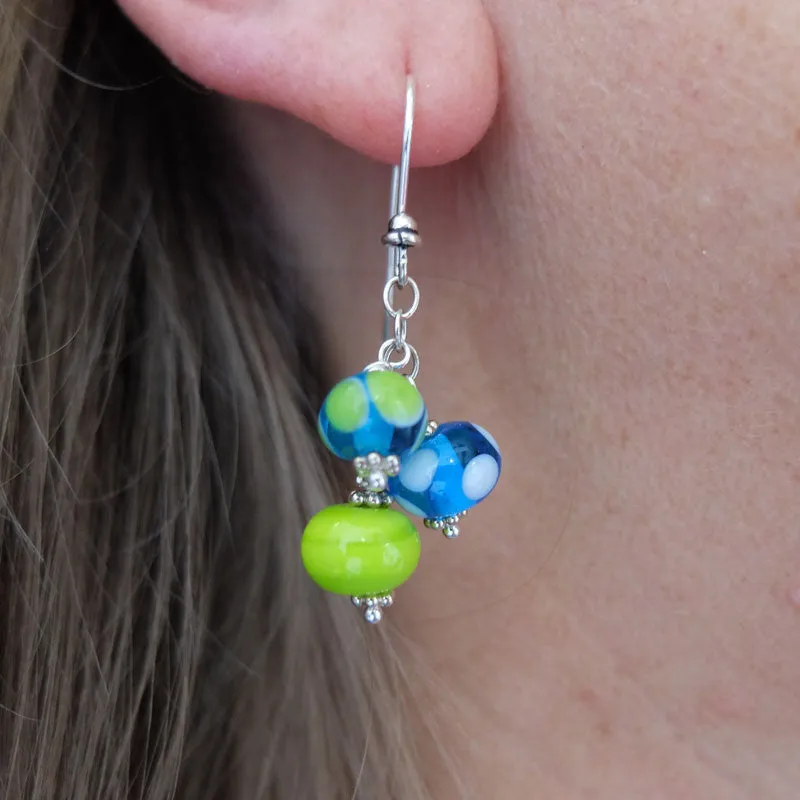 grass and sky cluster earrings