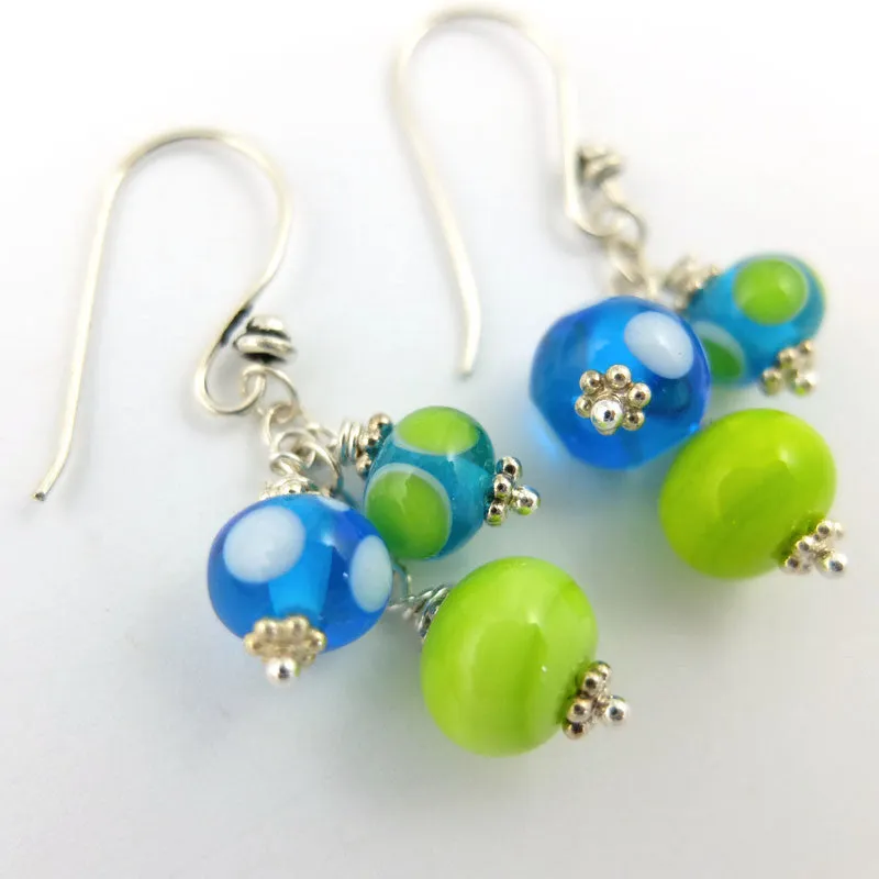 grass and sky cluster earrings