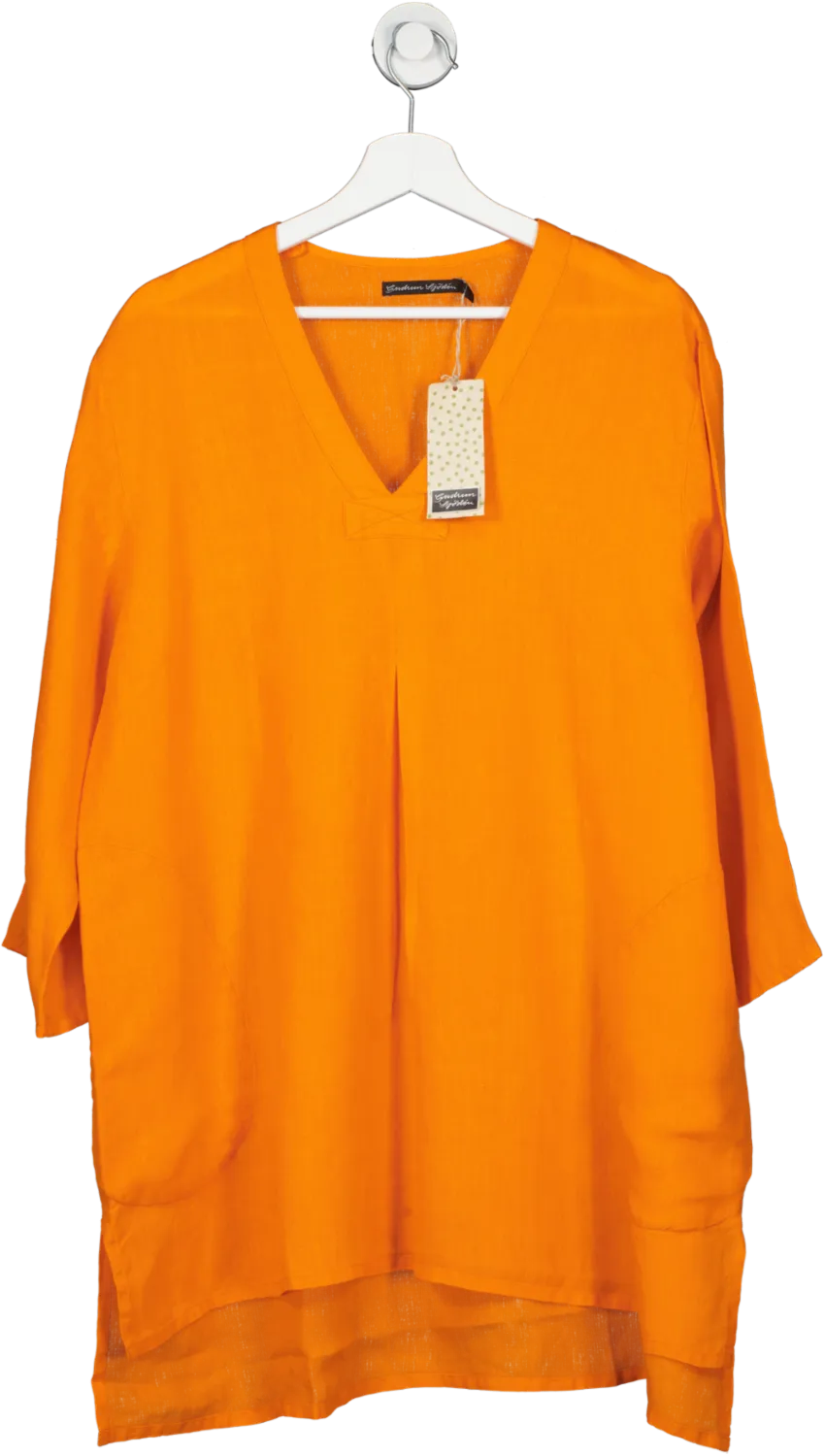 gudrun sjoden Orange 100% Linen Tunic Top UK L