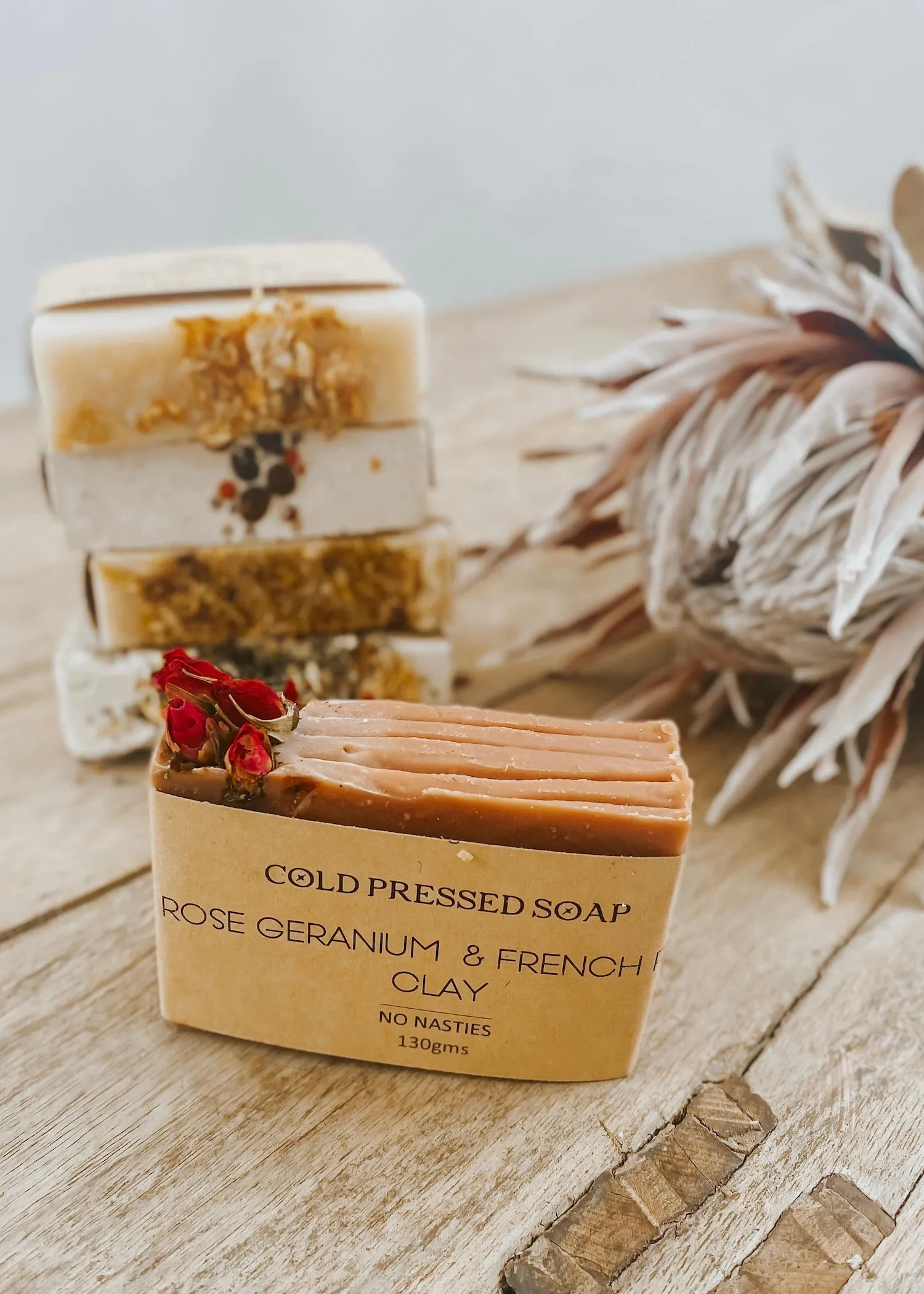 Handmade Soap Bar - Rose Geranium & Pink Clay