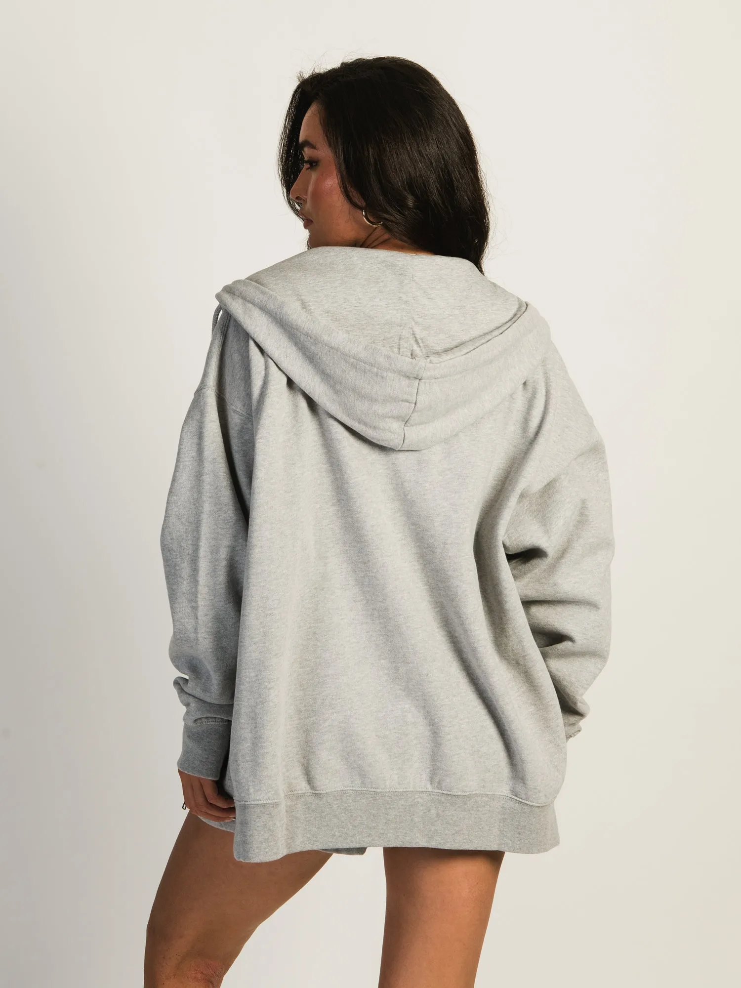 HARLOW MARIAH MELANGE ZIP HOODIE - HEATHER GREY