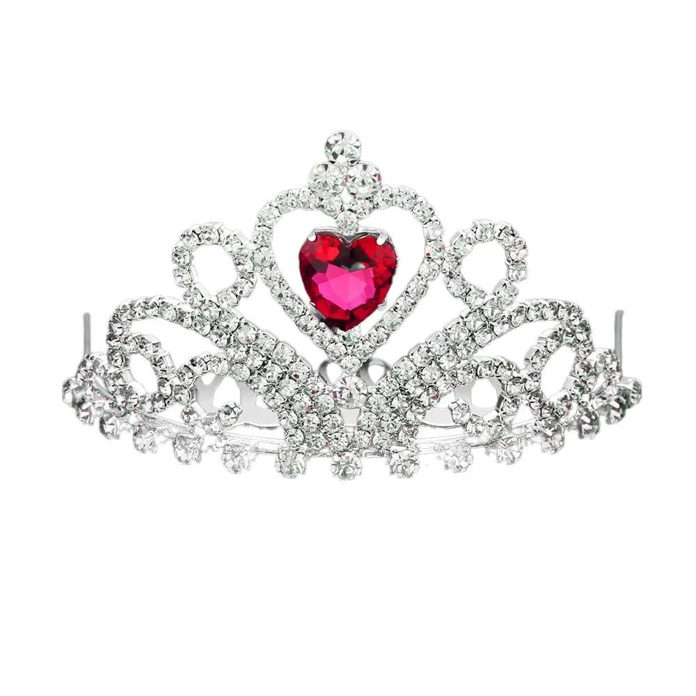 Heart Crystal Rhinestone Princess Mini Tiara Crown