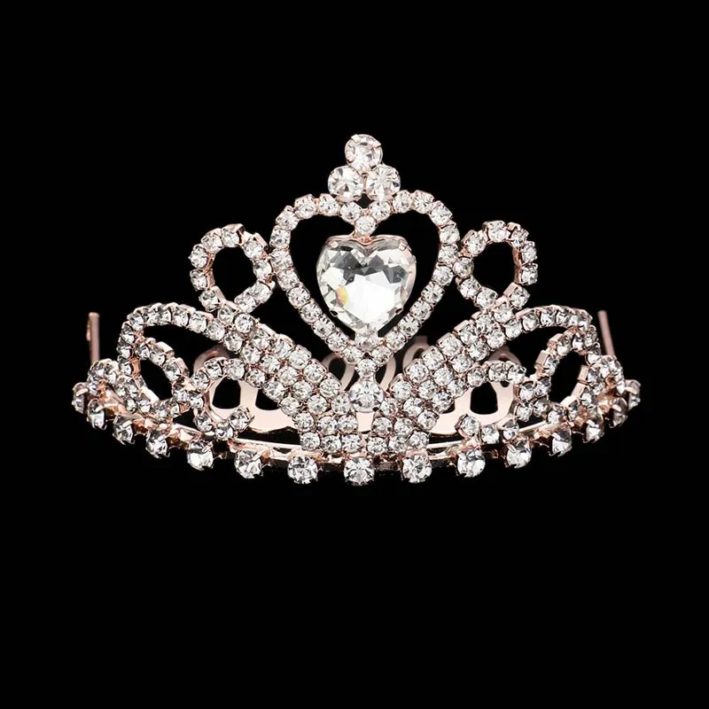 Heart Crystal Rhinestone Princess Mini Tiara Crown