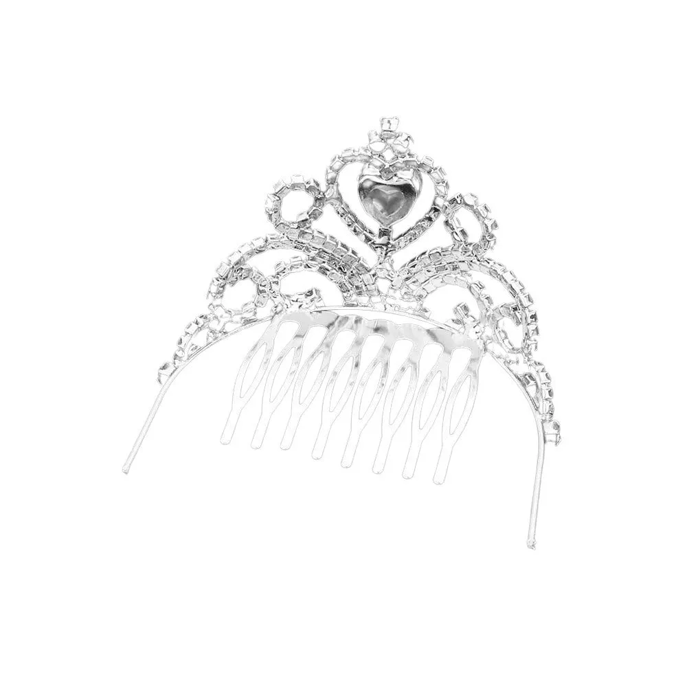 Heart Crystal Rhinestone Princess Mini Tiara Crown