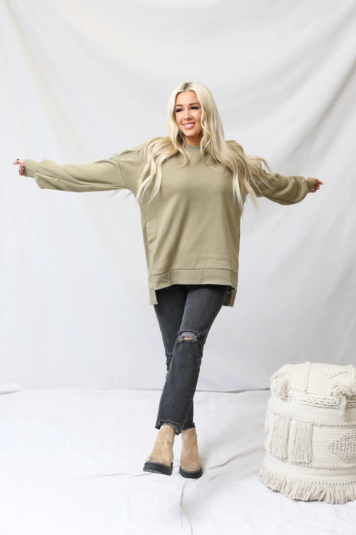 Hi-Lo Hem Sweatshirt