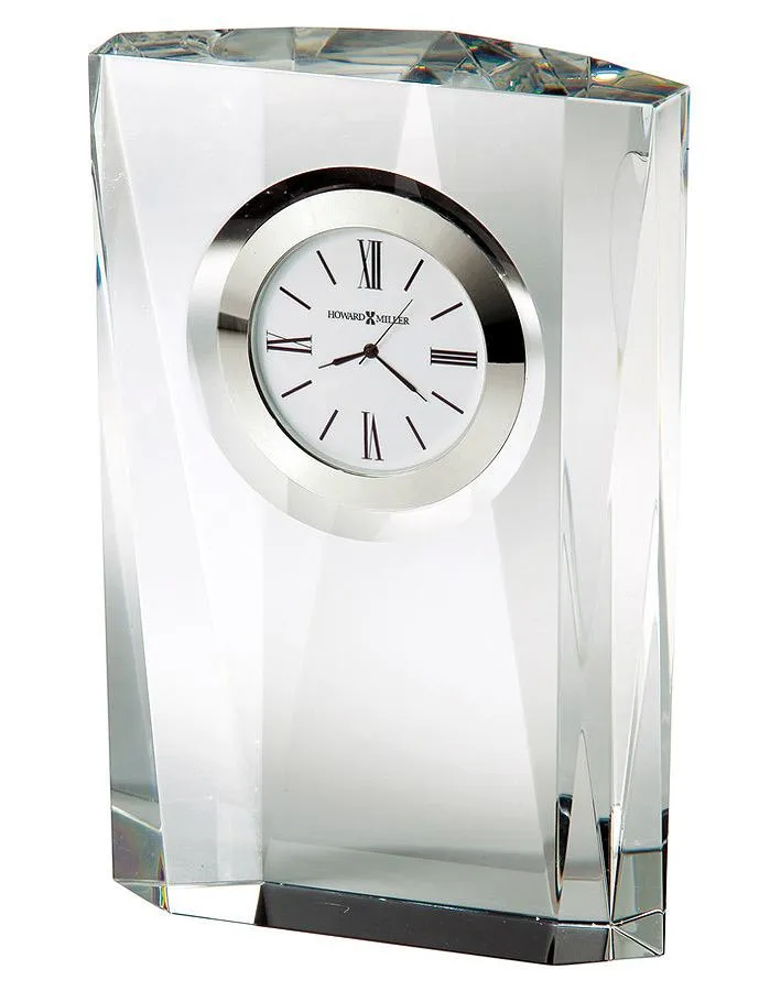 Howard Miller Quest Optical Crystal Clock - Mulit-Faceted Sides - Silver Accents