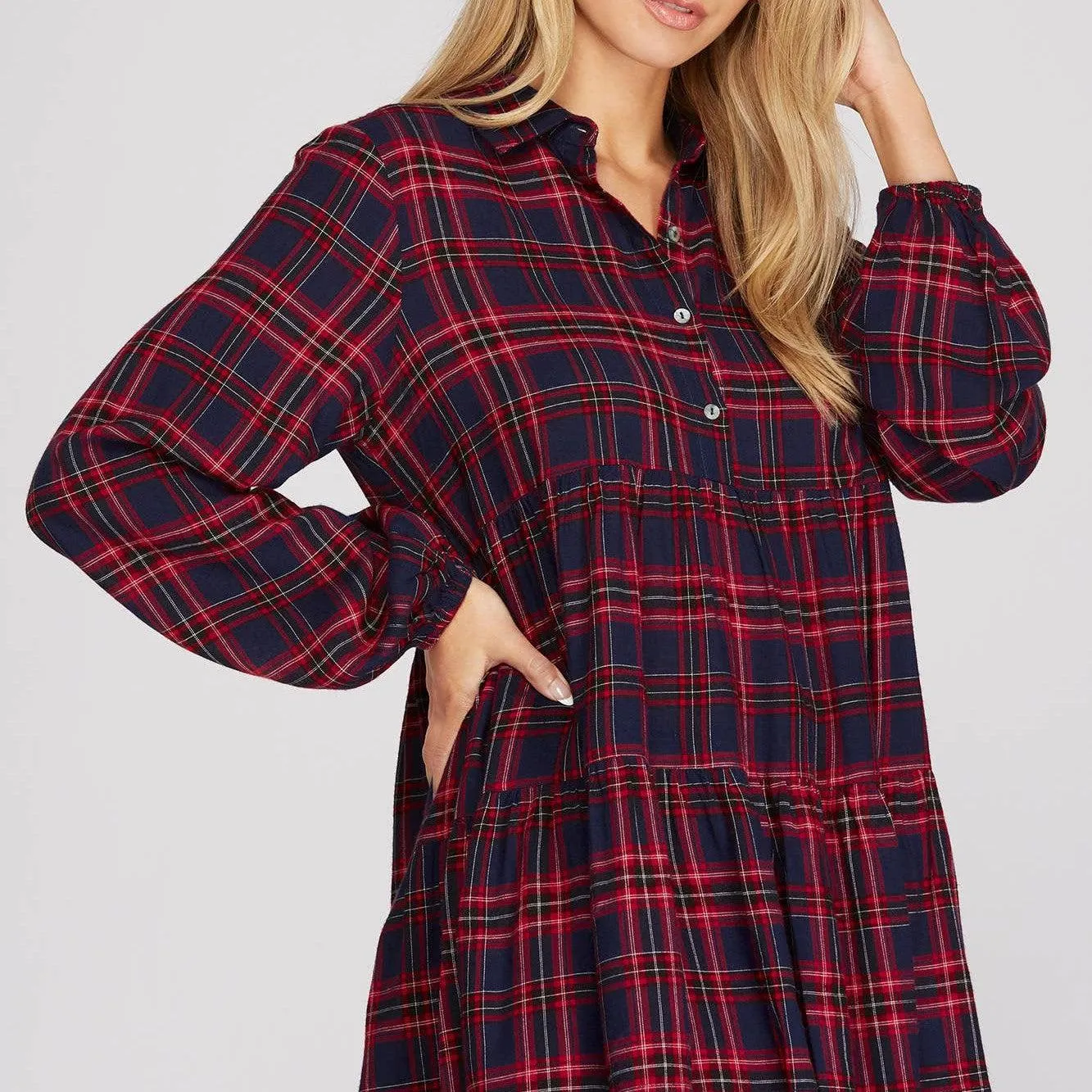 Jessica Long Sleeve Plaid Shirt Tunic