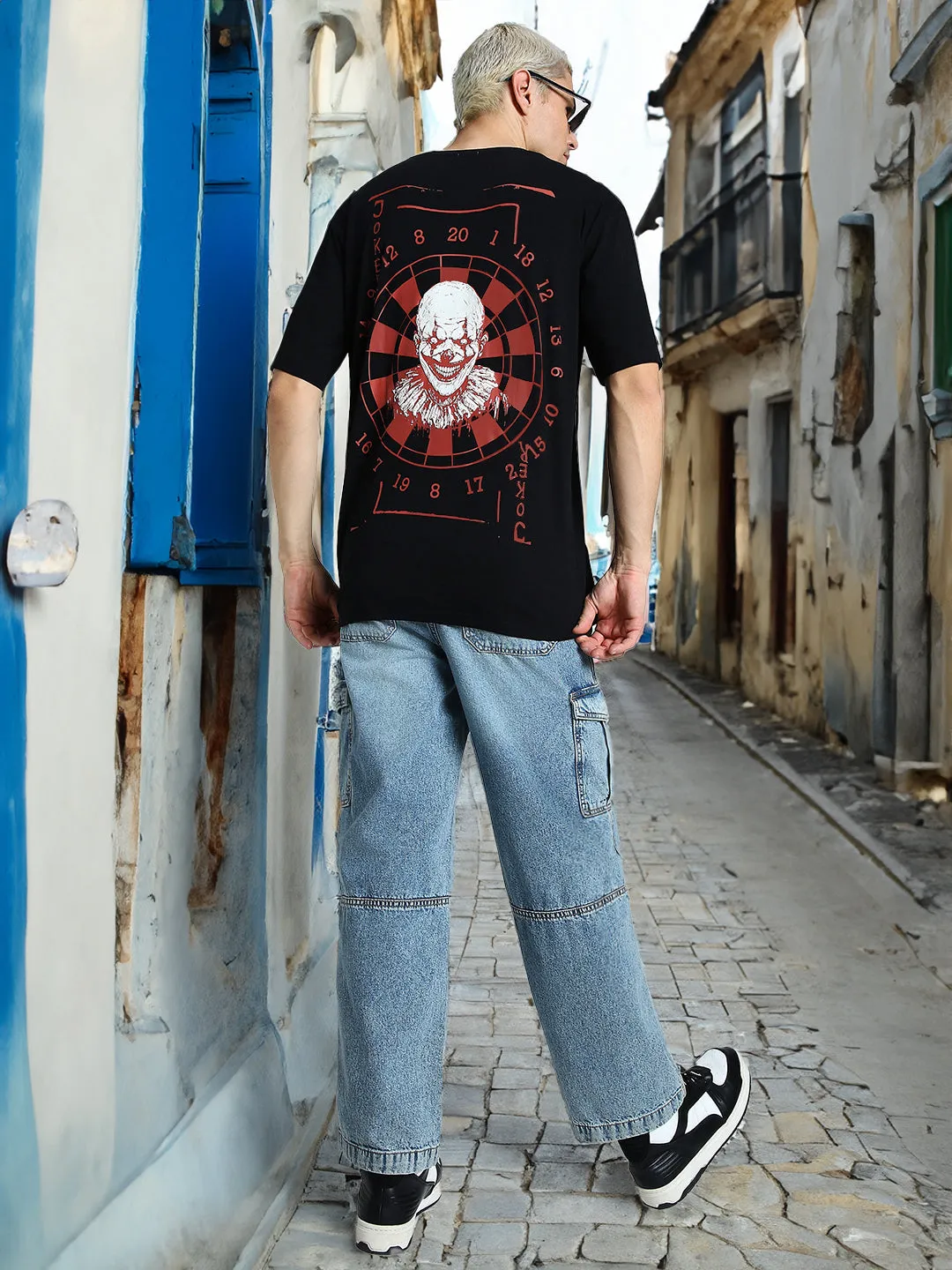 Joker Oversized Black Back Puff Printed Tshirt