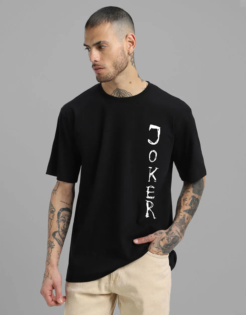 Joker Oversized Black Back Puff Printed Tshirt