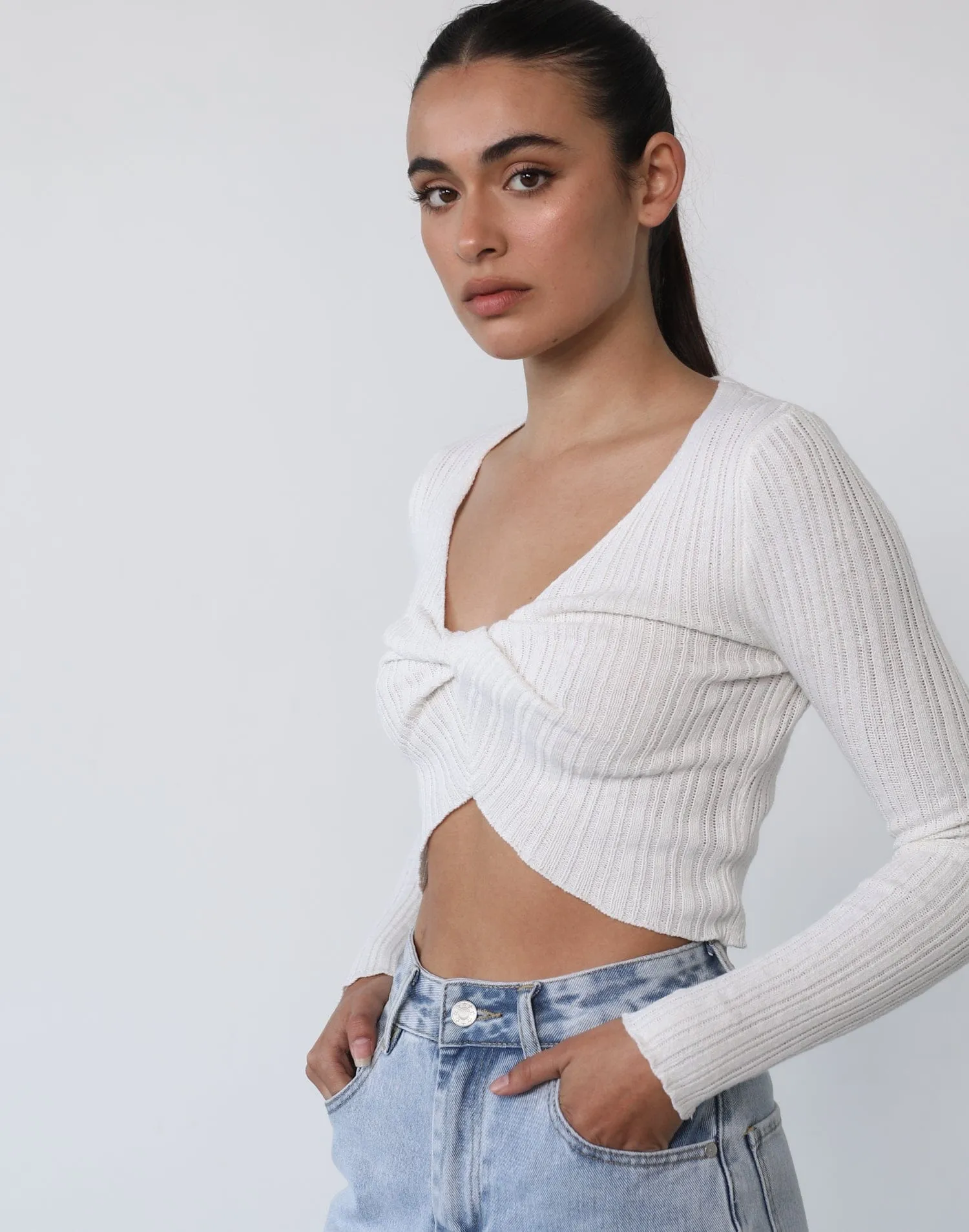 Katia Long Sleeve Top (White)