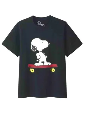 KAWS x Uniqlo x Peanuts Snoopy Skateboarding Tee (Japanese Sizing) Black