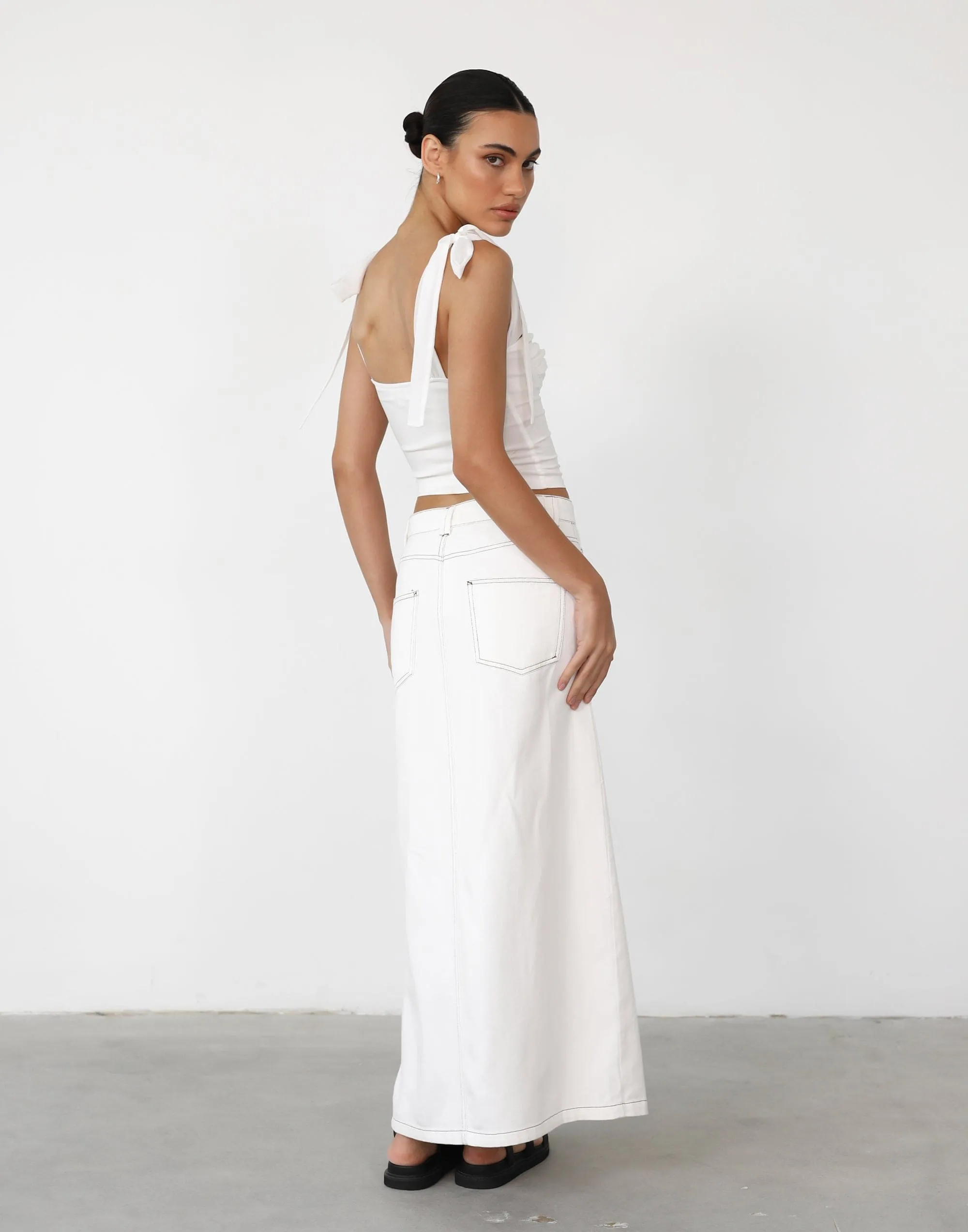 Kristie Denim Maxi Skirt (White)