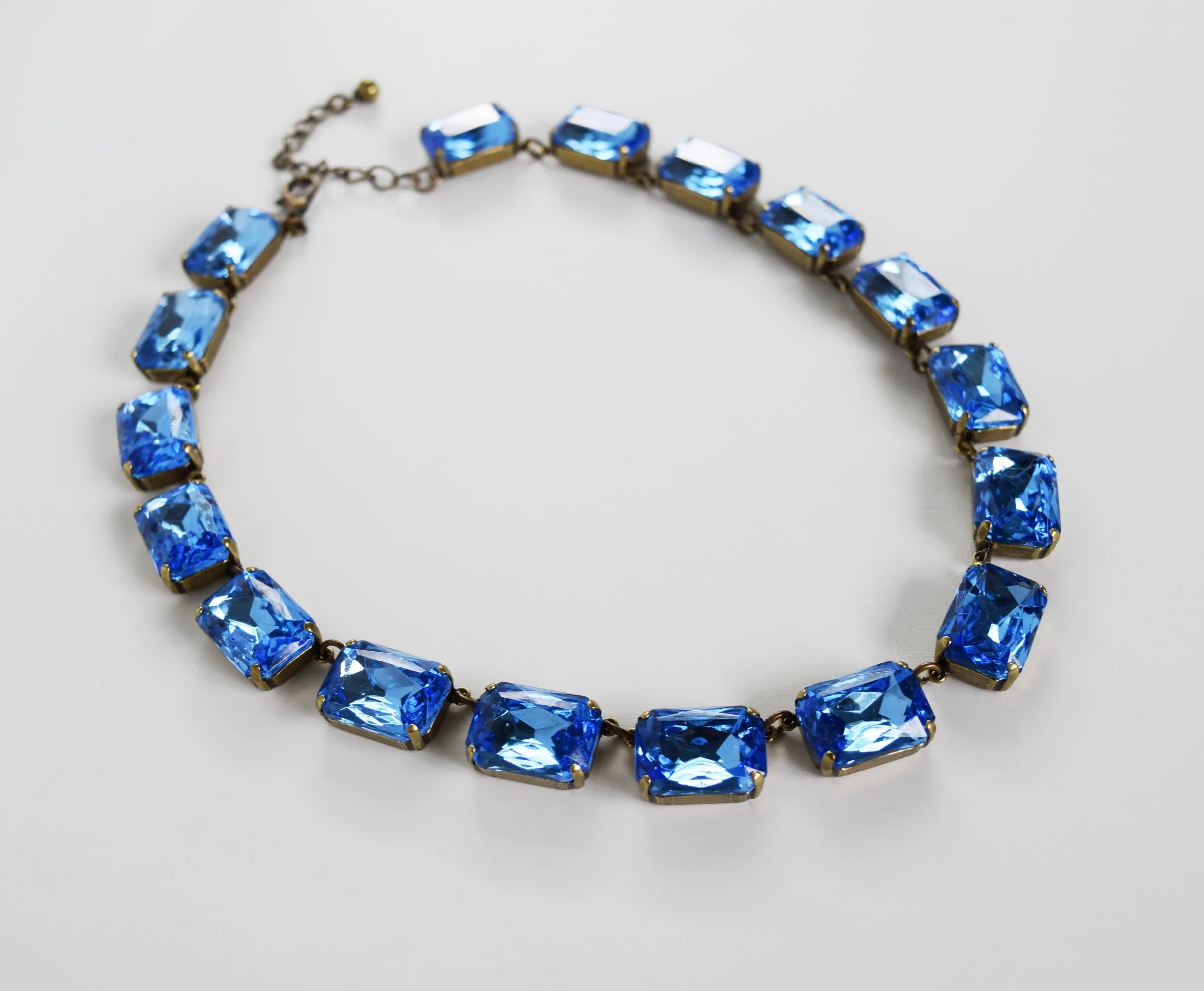 Light Blue Riviere Necklace - Large Octagon