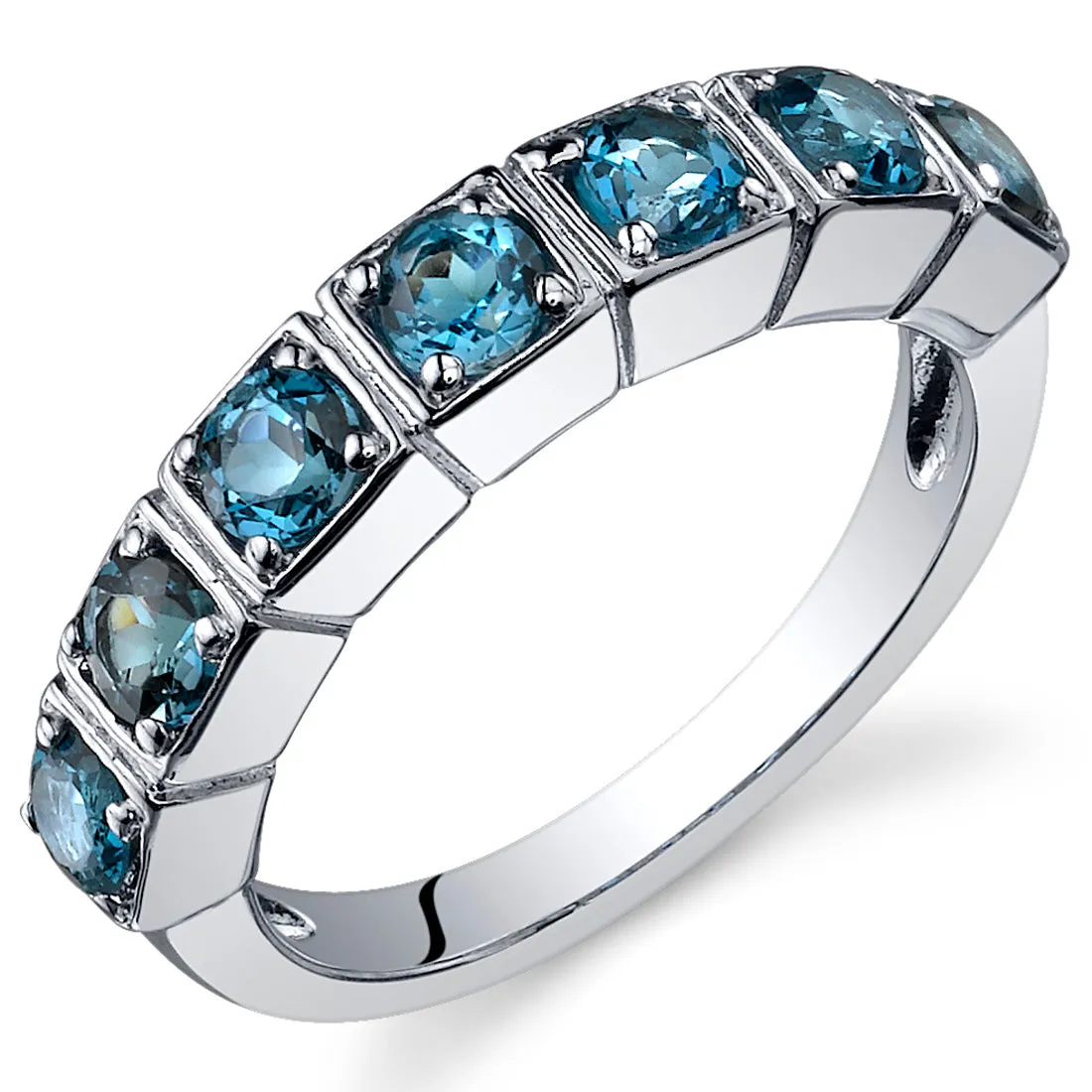 London Blue Topaz Round Cut Sterling Silver Ring Size 5