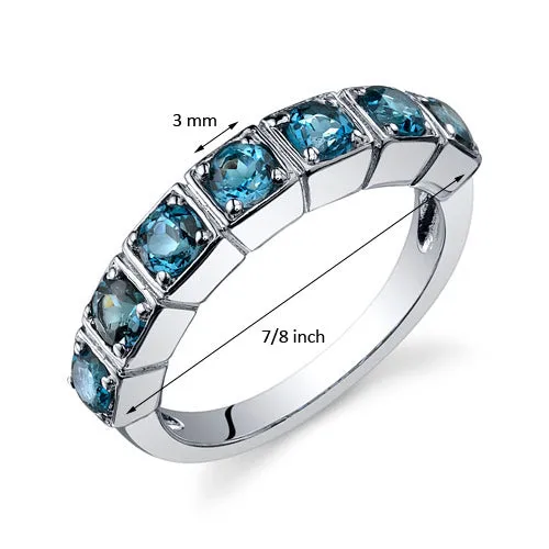 London Blue Topaz Round Cut Sterling Silver Ring Size 5