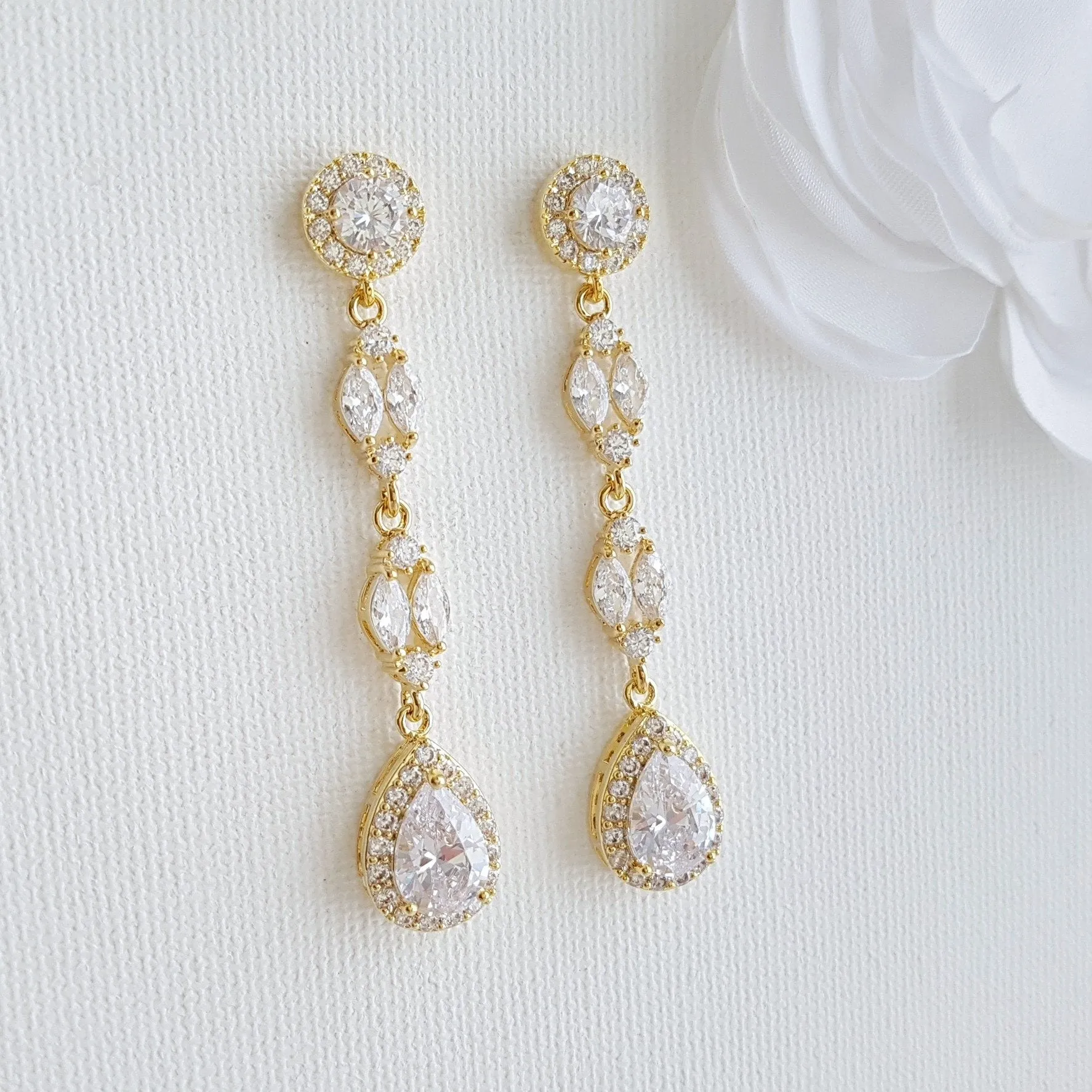 Long Crystal Earrings-Hayley