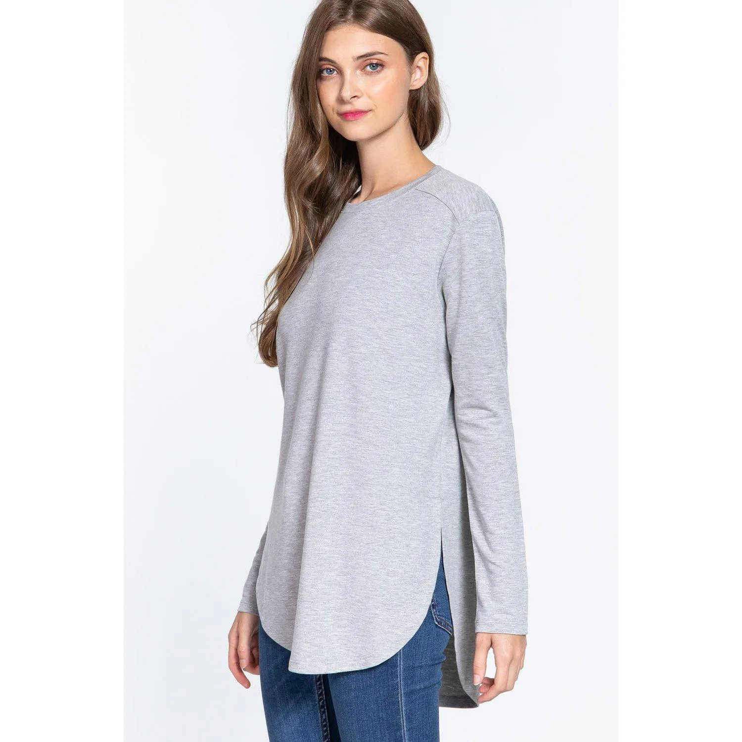 Long Slv Side Slit French Terry Tunic