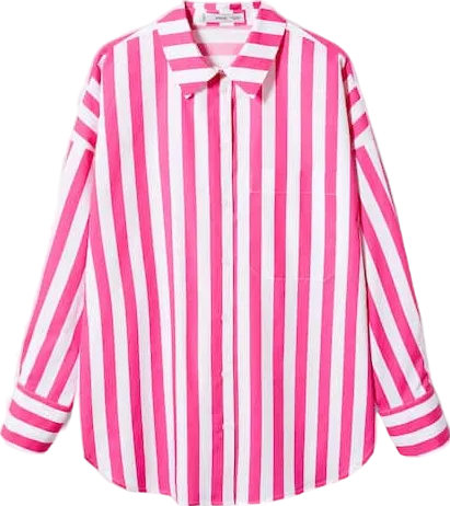 MANGO Pink Oversized Striped Shirt BNWT UK 12