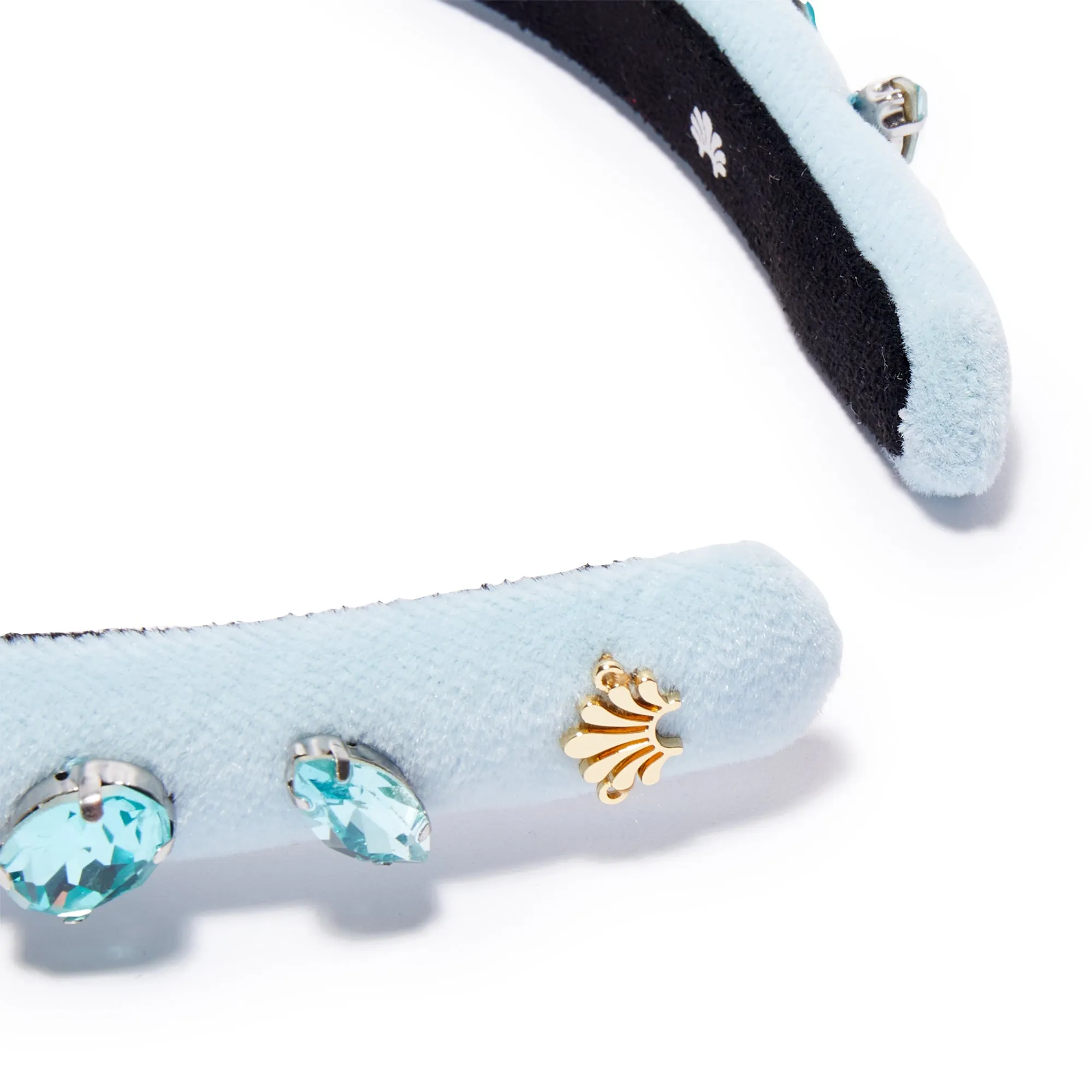 MARCH AQUAMARINE GLITTERING CRYSTAL VELVET GIGI HEADBAND