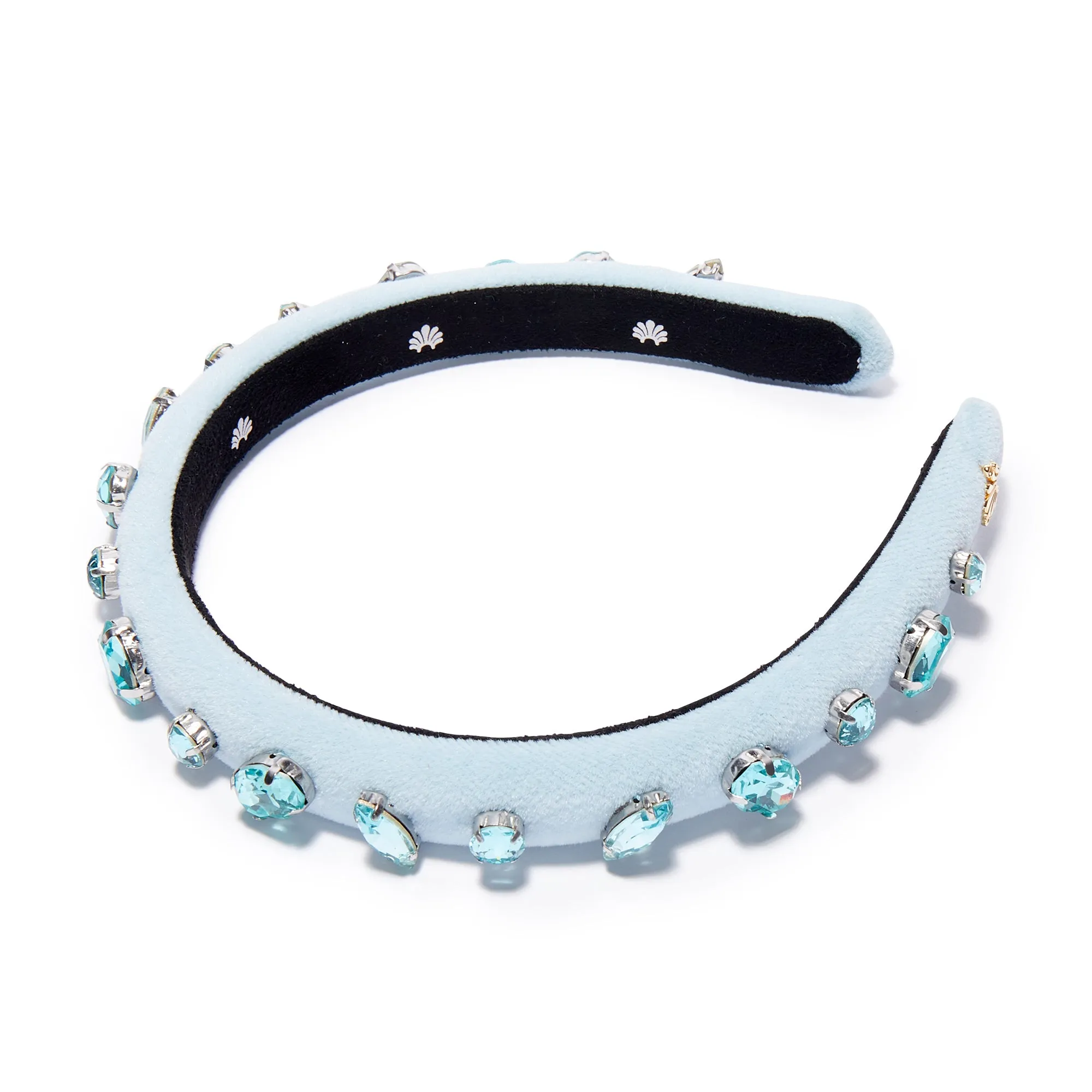 MARCH AQUAMARINE GLITTERING CRYSTAL VELVET GIGI HEADBAND