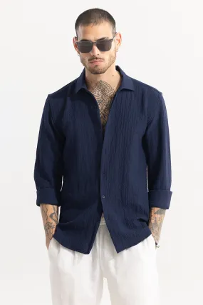 Mash Wrinkle Navy Shirt