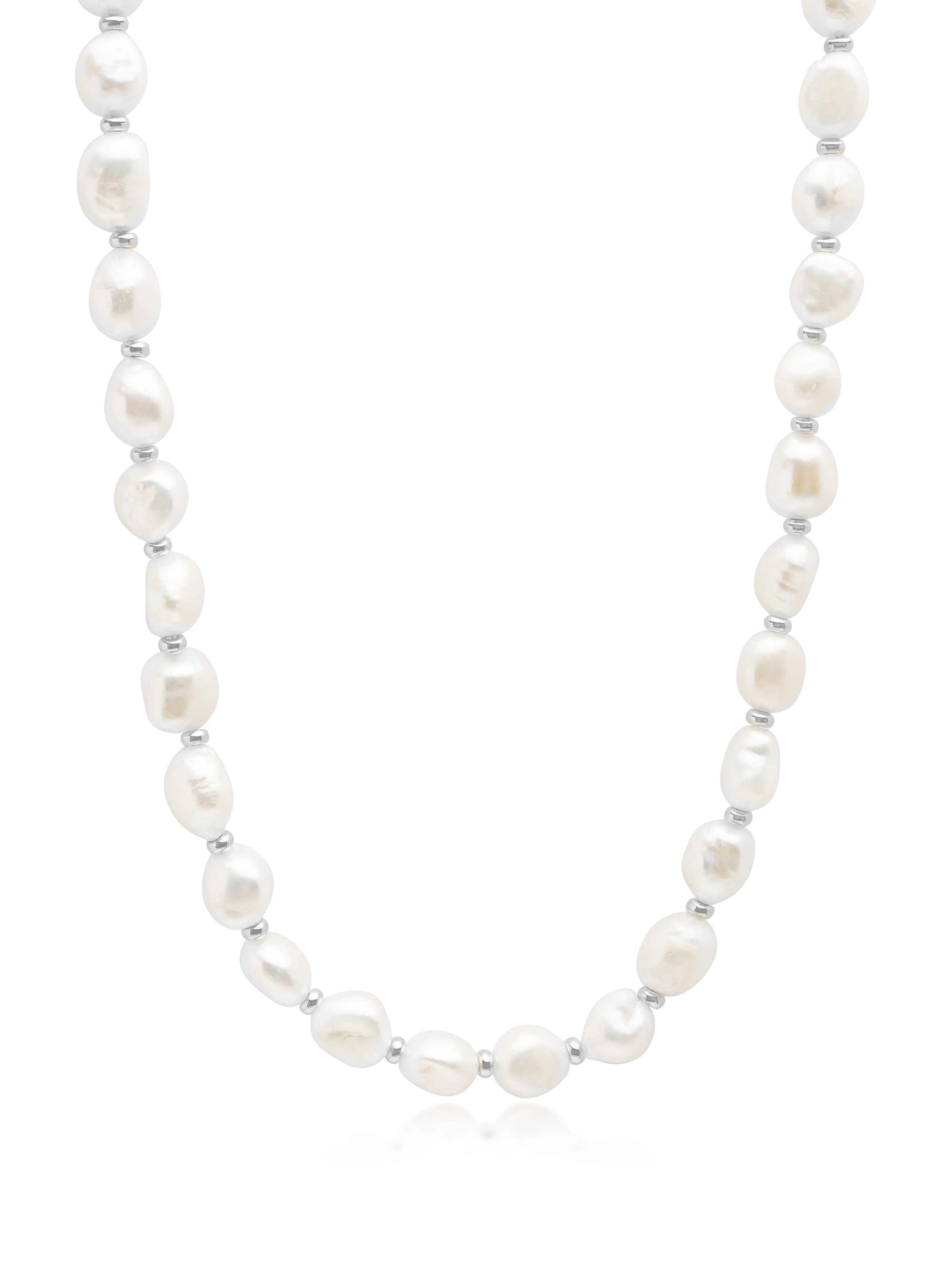 Men's Baroque Pearl Choker with Silver