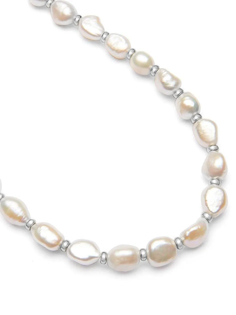 Men's Baroque Pearl Choker with Silver