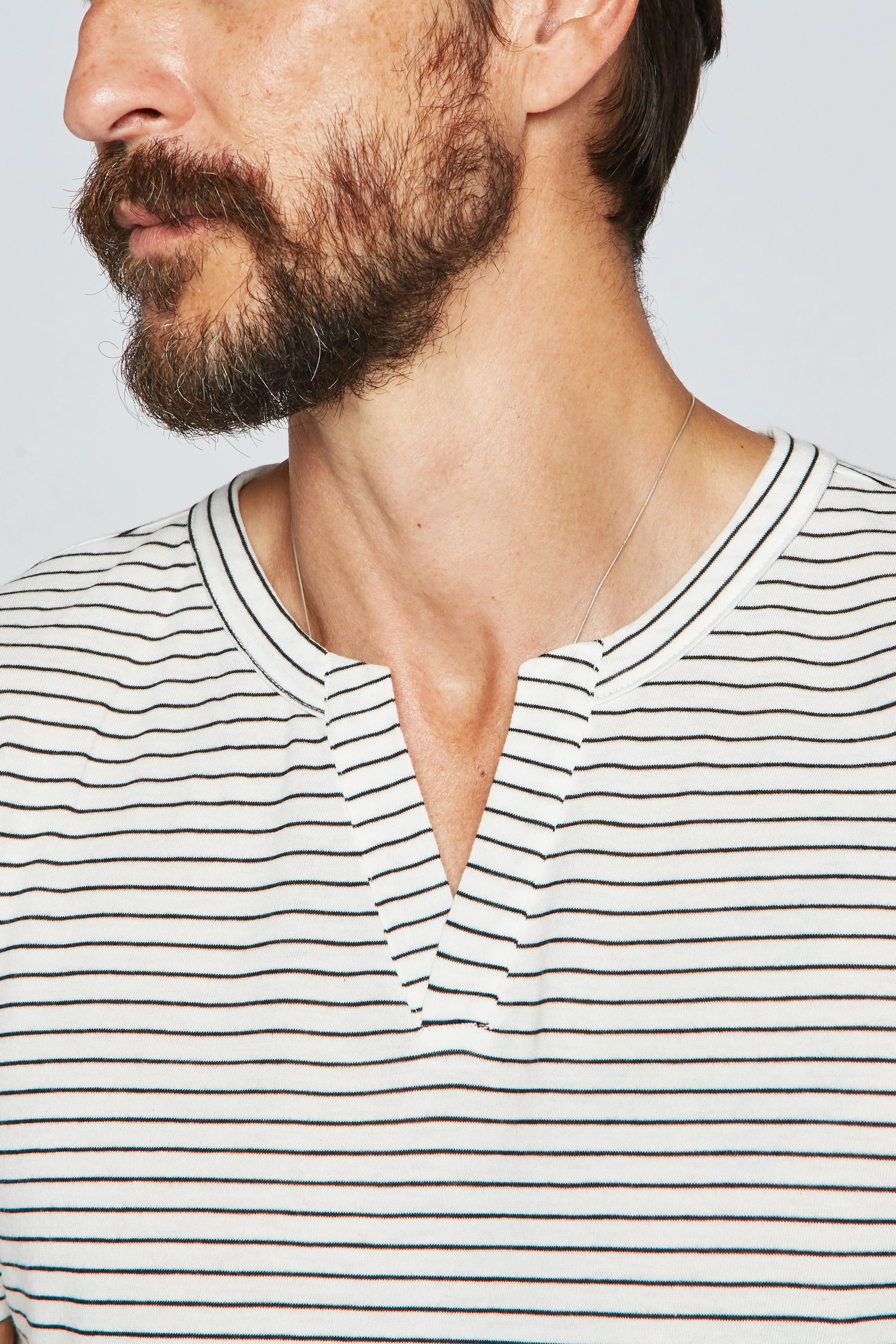 Men's Cross V-Neck Stripe Tee