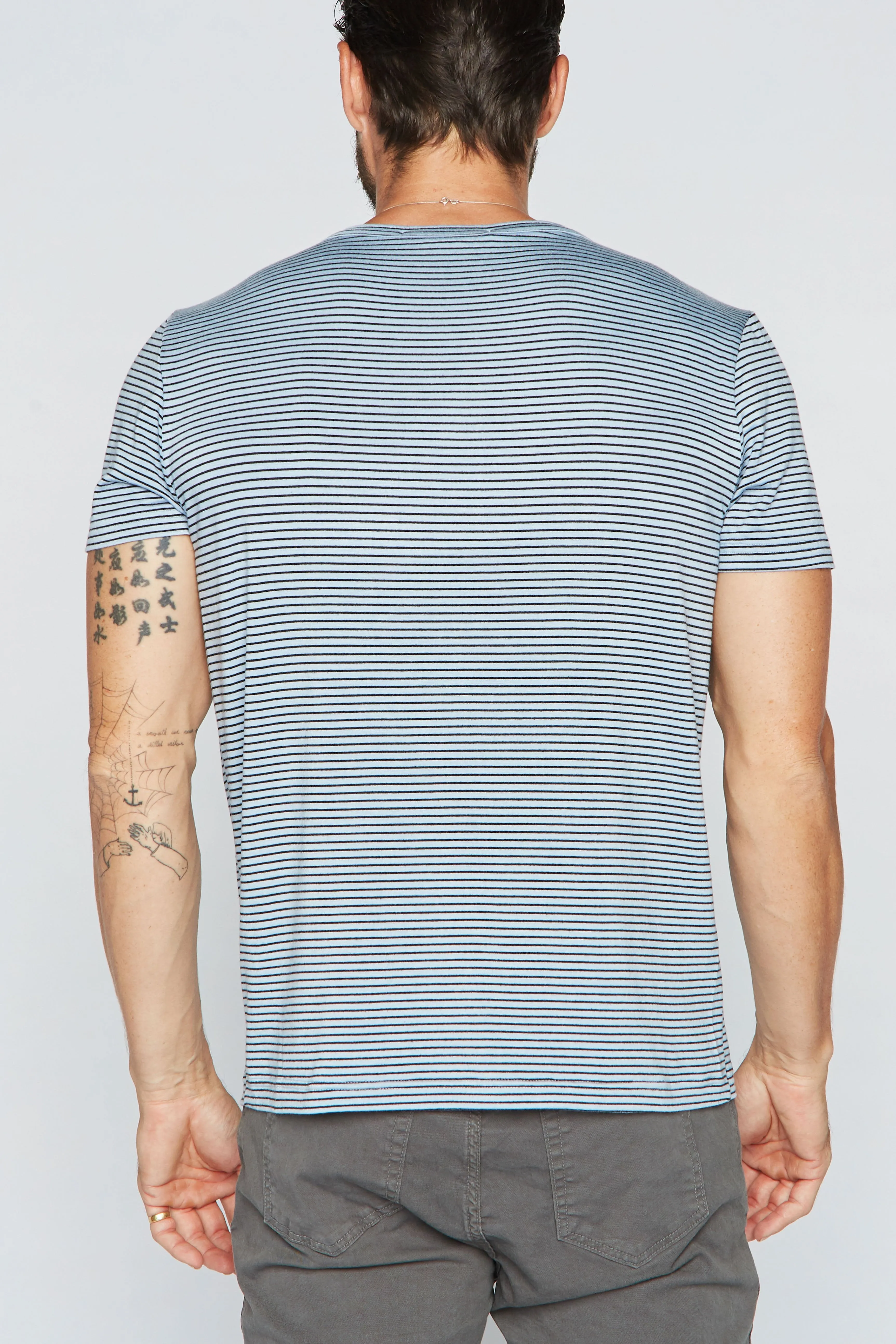 Men's Cross V-Neck Stripe Tee