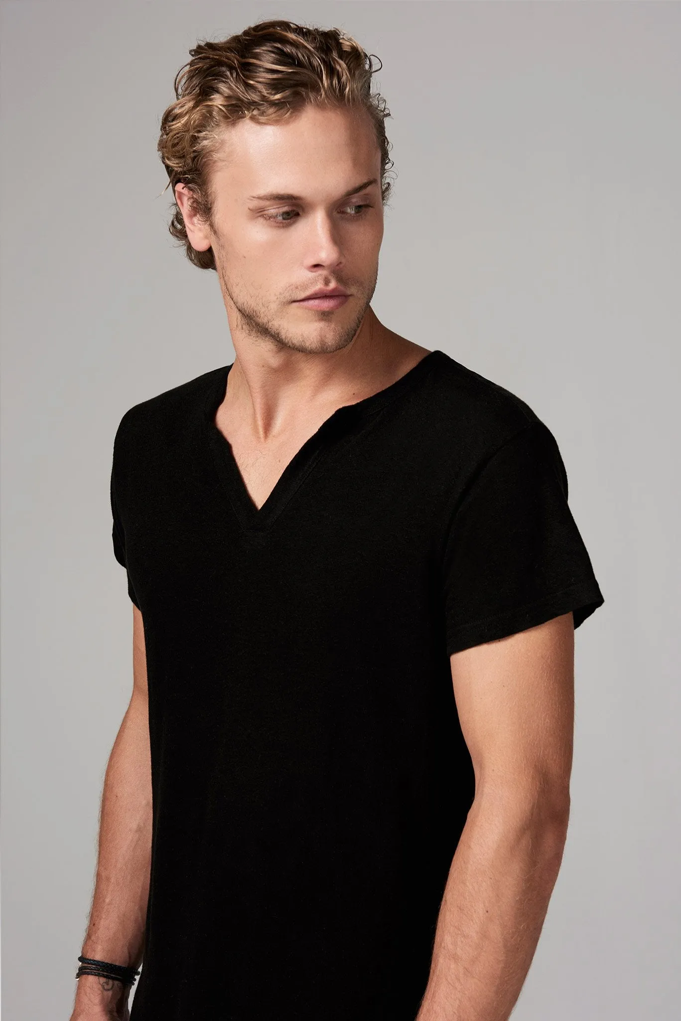 Men's Heavy Cotton Cross V-Neck Tee