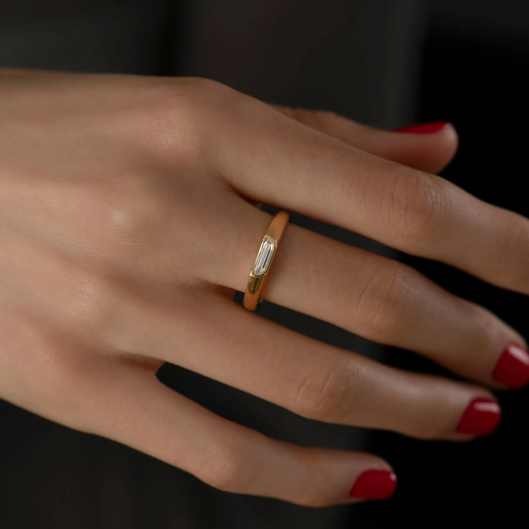 Minimalist Half Moon Diamond Band