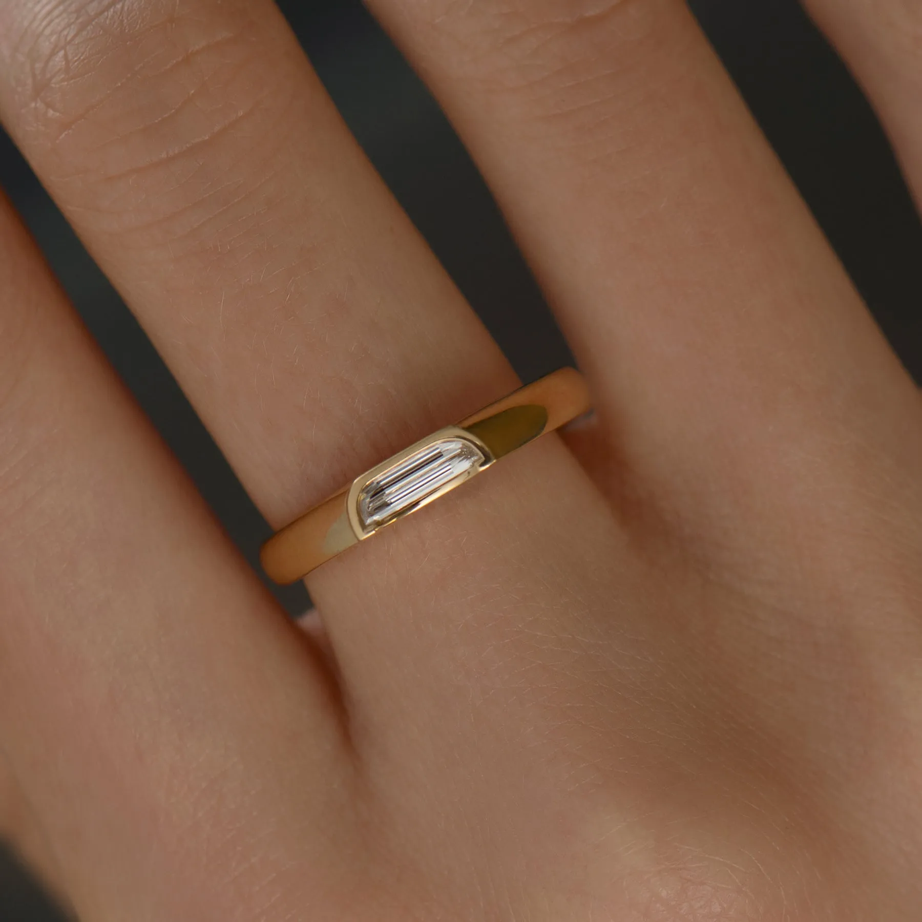 Minimalist Half Moon Diamond Band